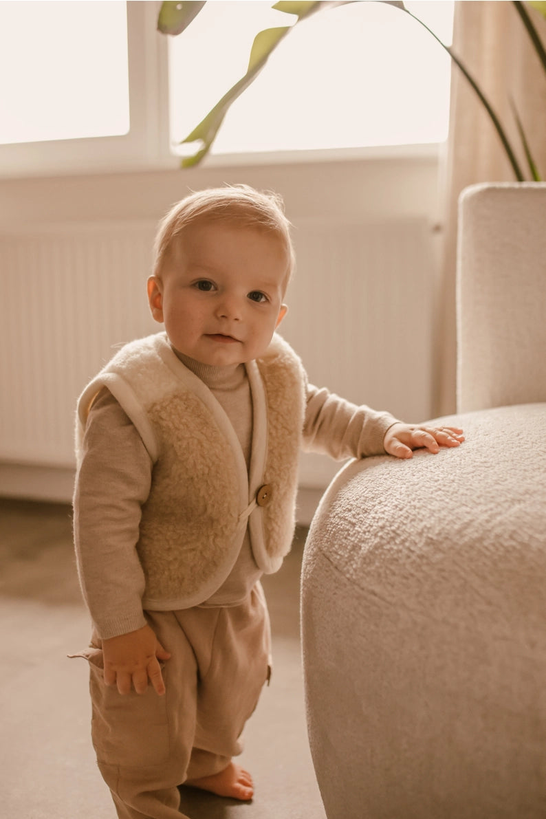 WOLLWESTE AUS 100% MERINOWOLLE - BEIGE/NATUR