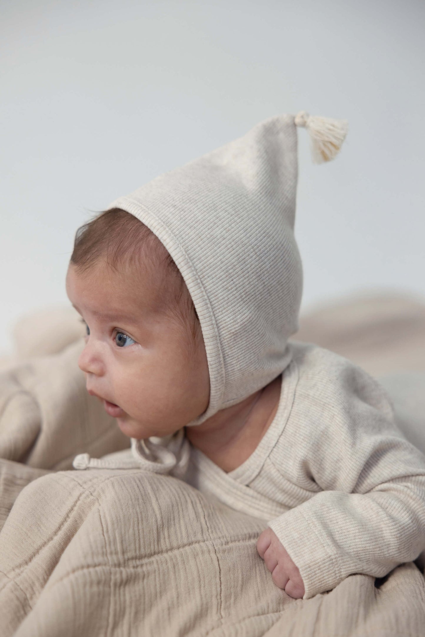 BABYMÜTZE RIPPE - BEIGE MELANGE