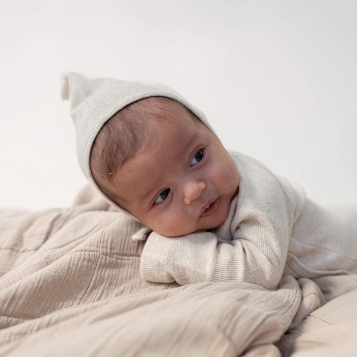 BABYMÜTZE RIPPE - BEIGE MELANGE