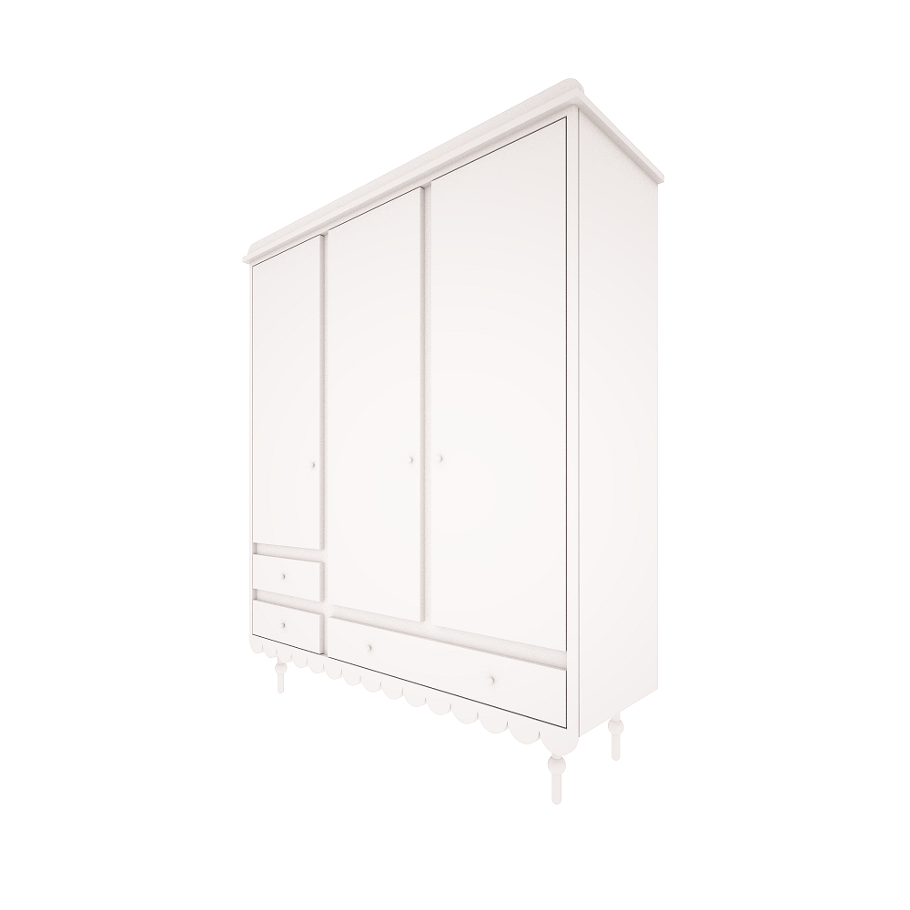 BABUSHKA KLEIDERSCHRANK 3 TÜRIG - WEISS