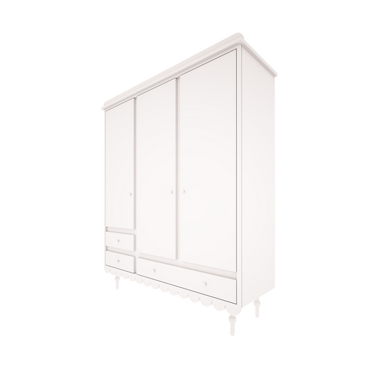 BABUSHKA KLEIDERSCHRANK 3 TÜRIG - WEISS