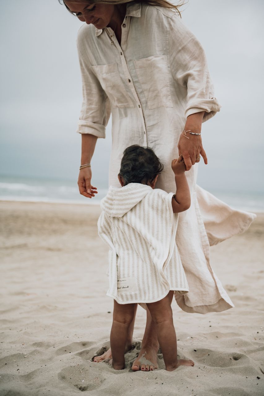 PLAYA - BADEPONCHO - FROTTEE GESTREIFT - SAND