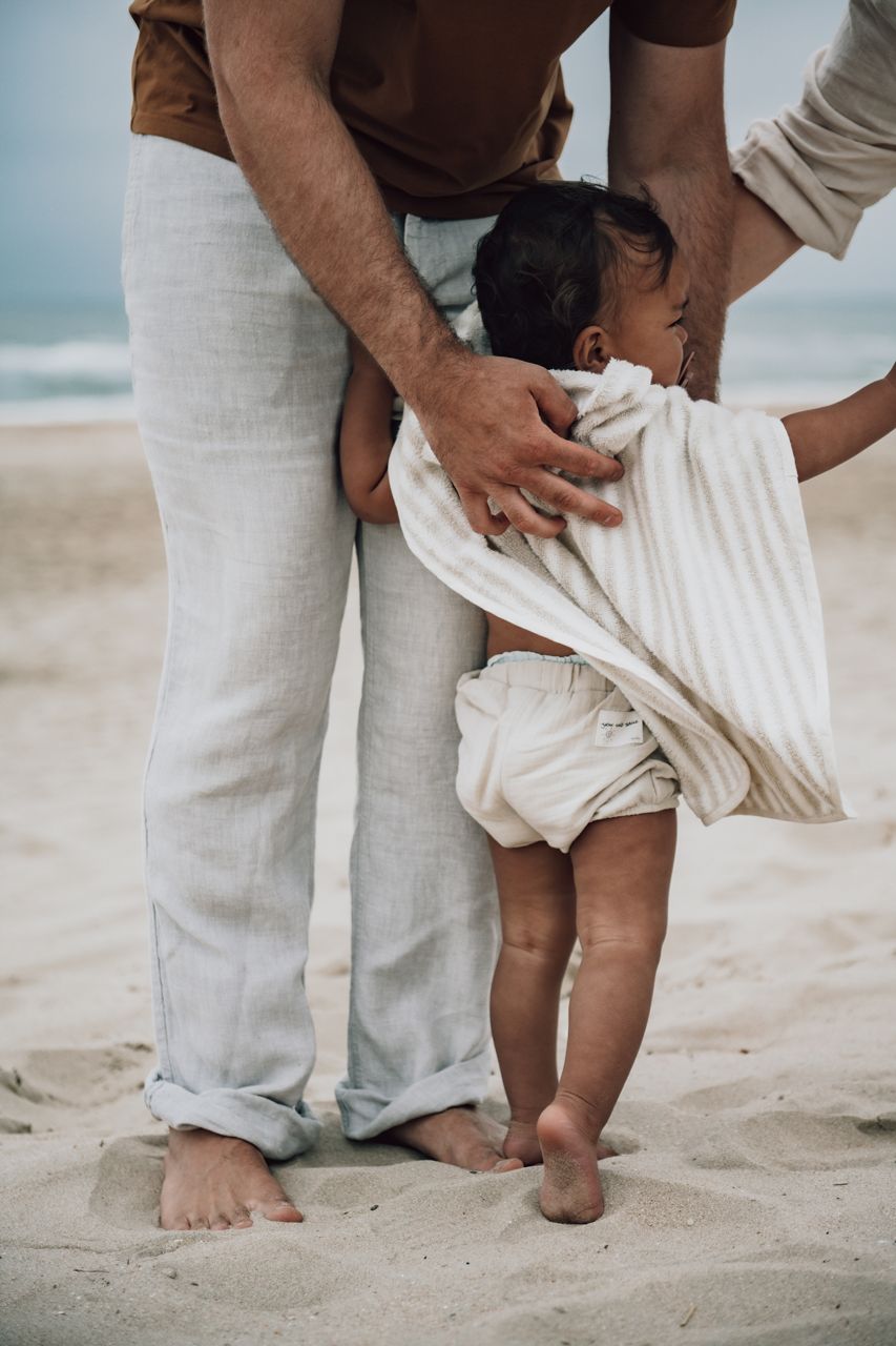 PLAYA - BADEPONCHO - FROTTEE GESTREIFT - SAND