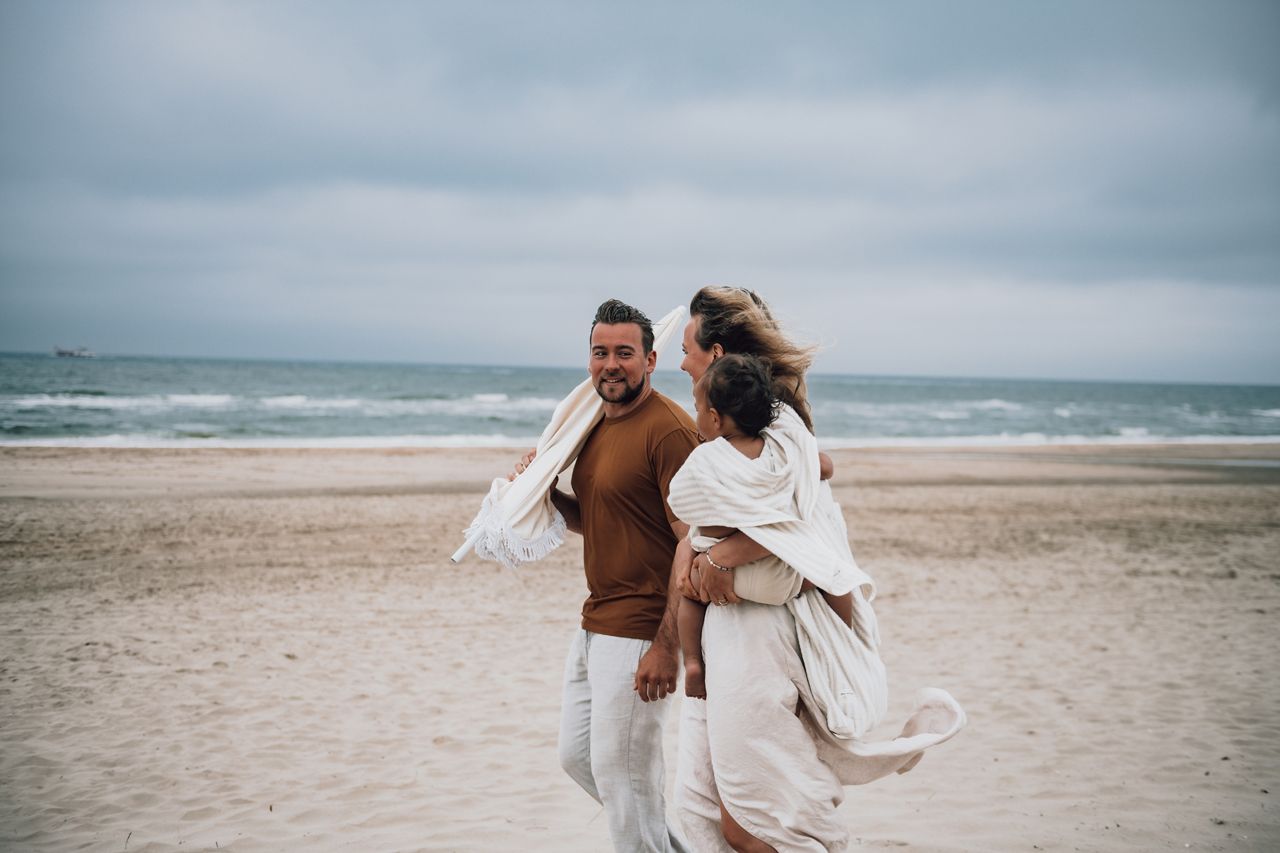 PLAYA - BADEPONCHO - FROTTEE GESTREIFT - SAND